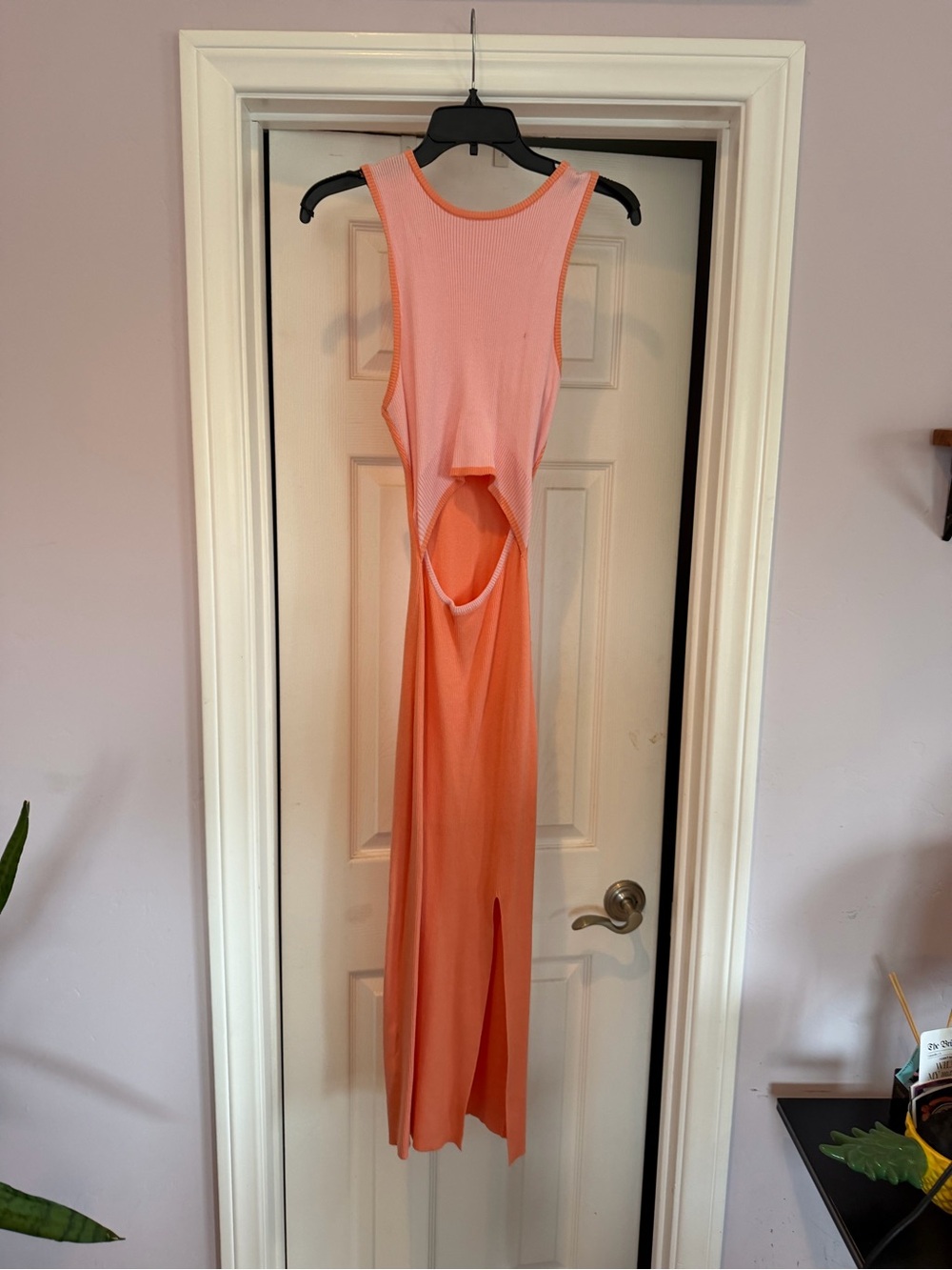 Sleeveless Cutout Maxi Dress in Peach-Orange